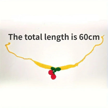 COLEIRA PARA GATOS FEITA A MÃO COM COM DECORAÇÃO DE CEREJA