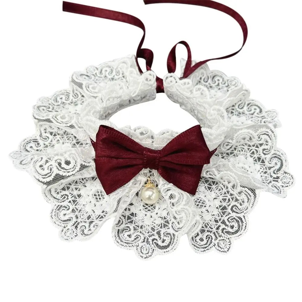 LAÇO COM PÉROLAS PARA CÃES FILHOTES OU GATOS