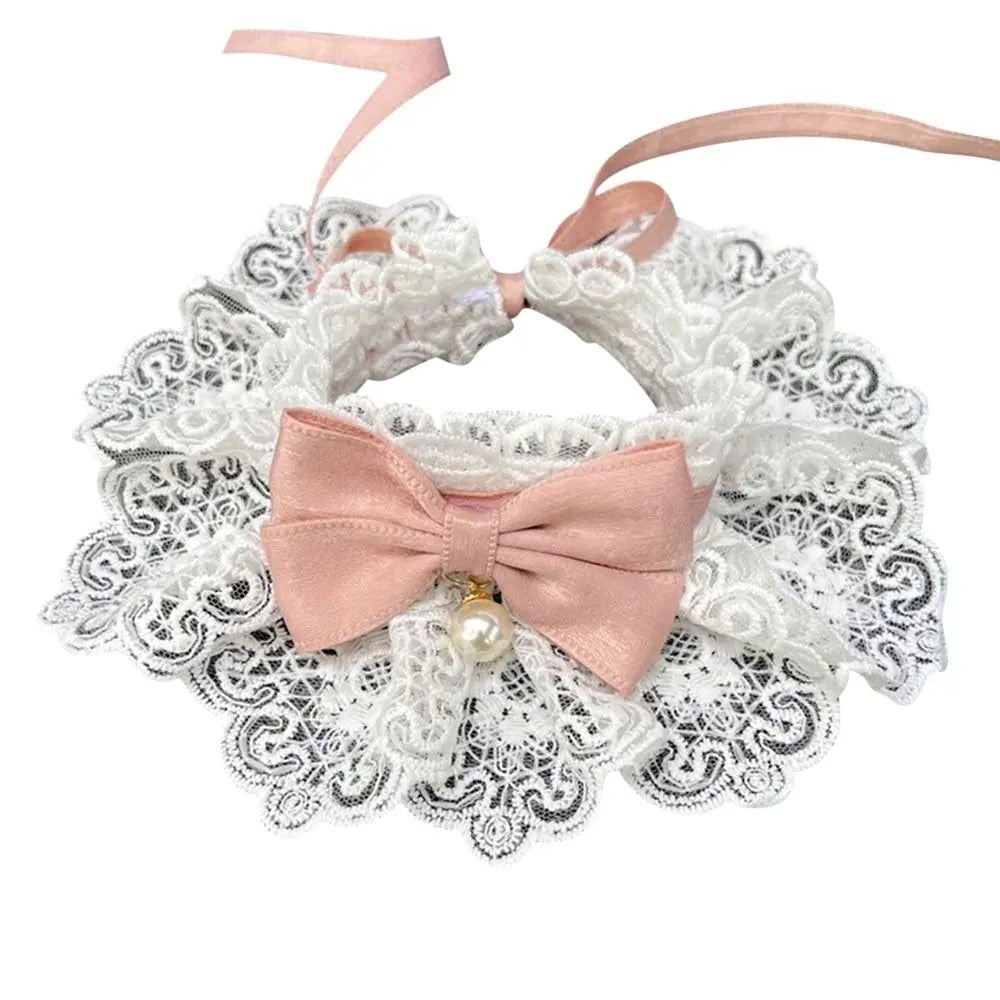 LAÇO COM PÉROLAS PARA CÃES FILHOTES OU GATOS